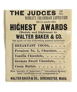 Walter Baker Cocoa 1894 Advertisement Victorian Columbian Exposition 1 A... - $376.02 MXN