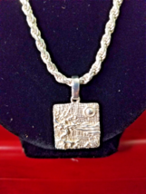 18 Grams Sterling Silver Silpada Hammered Pendant w OTC Necklace Puffed Square - $55.17