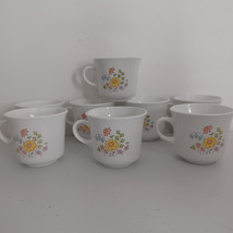 Corelle Corning Cups Spring Meadow Expressions Wild Flowers Set of 8 Vintage - £38.63 GBP