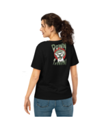 Women’s Organic Ribbed Neck T-Shirt – Down (Back Print) Black - $54.99