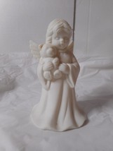 Jade White Porcelain Angel Holding Teddy Bear Dinner Bell Home Trends 4 1/4&quot; - £7.02 GBP