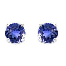 5MM Round Lab Tanzanite Earrings in Sterling Silver - $716.53 MXN