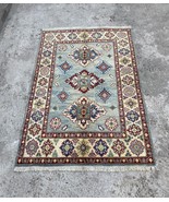 4x6 Sky Blue Karaja Hand Knotted Afghan Tribal Rug - $8,148.18 MXN