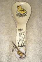 Spectrum Designz Spring Easter Chick w/Flowers Ceramic 9” Spoon Rest New - $17.99