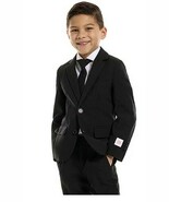 Opposuits 3 pc suit boys size 6 black coat, pants, clip tie wedding formal - $535.87 MXN