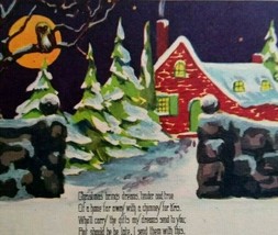 Christmas Postcard Orange Moon Owl Snow Unused W 589 Vintage Original - $104.50