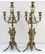 Pair of 19th Century French Empire Ormolu Candelabras Leaves, Scrolls, H... - $692.01