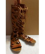 Mossimo Size 6 Sandals Leather Lace-up Front Leg Zip-Up Back Leg Boho Bo... - £9.38 GBP