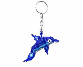 Mia Jewel Shop Dolphin Czech Glass Seed Bead 3D Figurine Keychain Metal Ring - H - £11.60 GBP