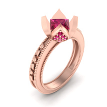 Flower Petal Art Nouveau Engagement Ring Womens Pink Ruby Bridal Wedding... - $759.99