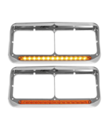 2x Partsam Polished Silver Plastic Headlight Bezel w 12&quot; Amber LED Light... - €50,79 EUR