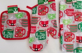 Christmas Linen ‘Cup of Cheer’ Pot Holders, Oven Mitts, Towels, Select I... - £2.33 GBP