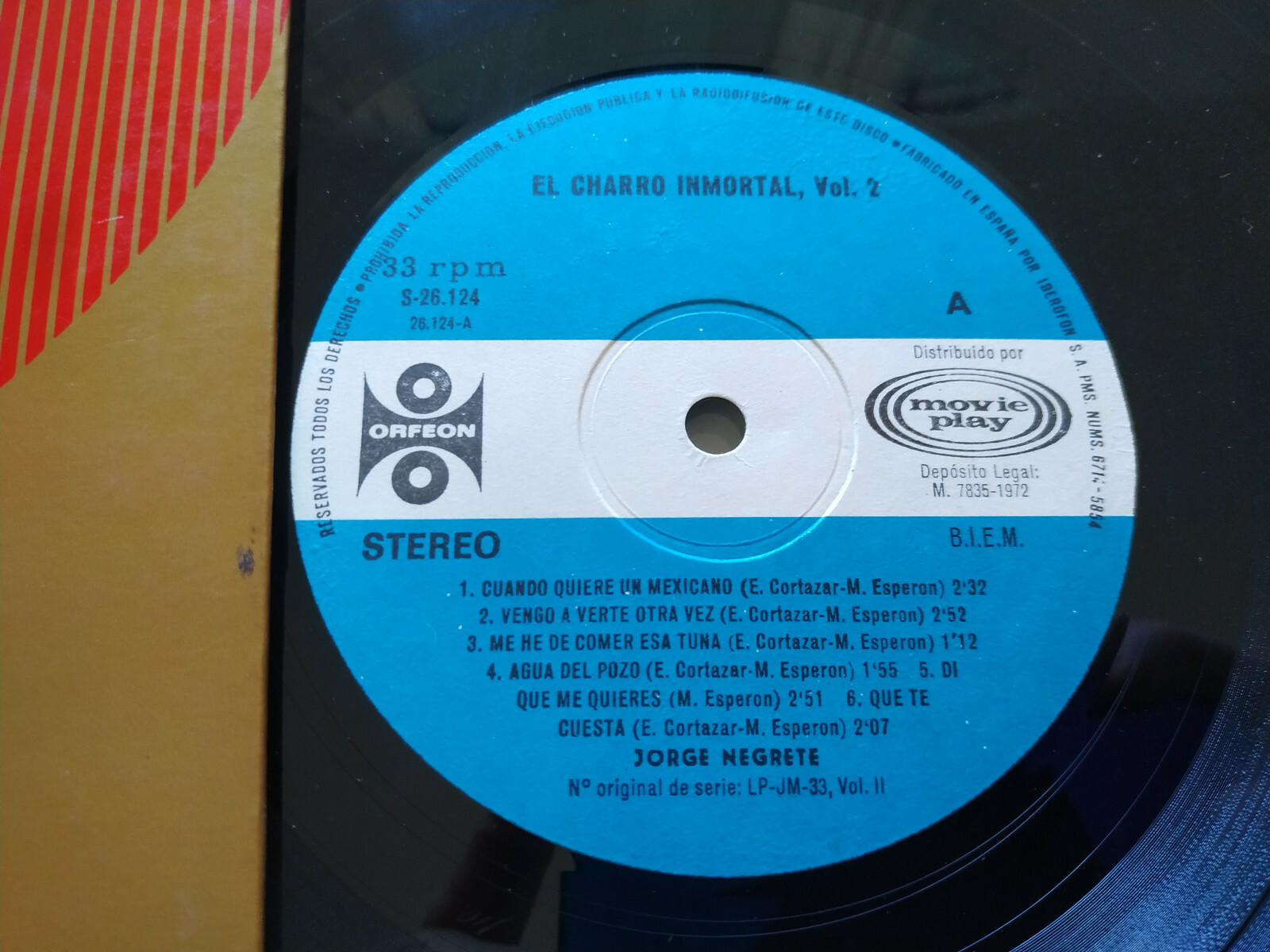 Jorge Negrete el Charro Immortal Vol 2 Société Chorale 1972 - LP vinile 12 " Item image 2