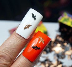 HALLOWEEN NAIL DESIGN 50 GOLD BLACK METAL CHARMS 3D NAIL STICKERS SMALL ... - £8.78 GBP