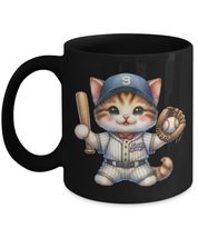 Generic Tiger Cat Baseball Mug, Cute Kitty In Uniform Black Coffee Cup G... - £15.52 GBP+