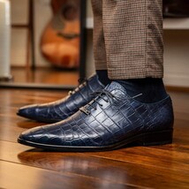 Men's Shoes Bono Genuine Alligator Oxford Navy image 6