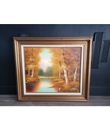 Original Oil Painting Impressionist River Forest Landscape Signed CANTRELL - $386.09