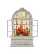 LED Snow Globe Window with Cardinal Family 9&quot;H - $127.84 CAD