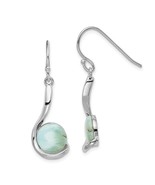 Sterling Silver Rhodium Plated Larimar Swirl Dangle Earrings - €122,69 EUR