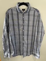 GOODMAN Plaid Button Down Shirt-Blue/Blue L/S Cotton Mens EUC XL - £6.23 GBP