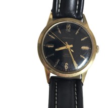 Vintage 1960s Caravelle Men&#39;s 35mm Watch Genuine Leather Strap Gold-Tone... - $79.99