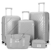 5 Piece Luggage Sets, PP Hardside Luggage Suitcase Set with Portable Tra... - $89.99