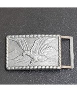 Vintage Eagle Landing Rope Outline Pewter Belt Buckle NOS Size 3&quot; x 2&quot; - $18.38
