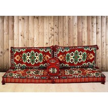 Corner Sofa Cushion pillows Lounge Couch Set Arabic Ottoman Kilim red ONLY COVER - £141.62 GBP
