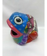Colorful Tribal Frog Ash Tray Hand Painted Pottery Ceramic Made In Mexico - $11.14