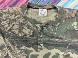 VTG P.K. Clothing Camo Long Sleeve Henley Shirt  Large USA Hunting Outdoors - £19.60 GBP