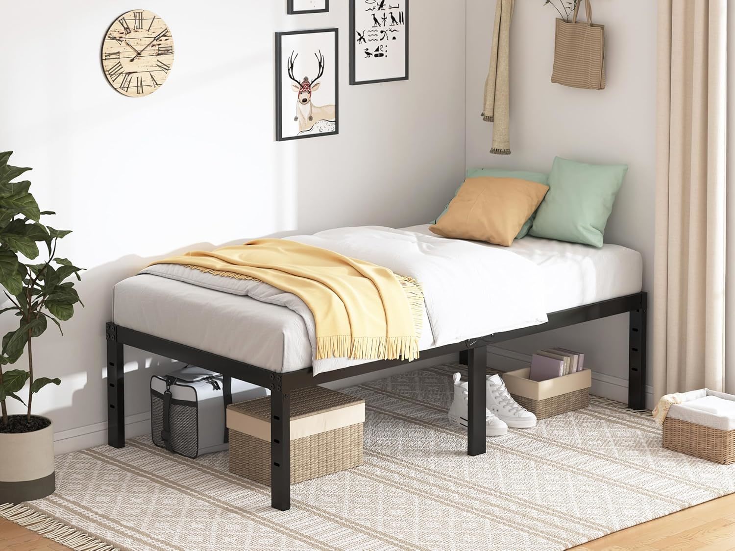 Twin Bed Frame - 18 In Sturdy Platform Bed Frame Twin Size, Heavy Duty, ... - $77.93