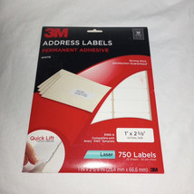 3M Return Address Labels, 1&quot; x 2-5/8&quot;, white, 3100-A, 750 count, 25 Sheets - £4.14 GBP