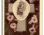 Child With Easter Basket Flowers Cross UNP Embossed DB Postcard R30 - $3.91