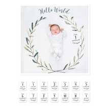 BabyS First Year Milestone Blanket And Card Set | 47In X 47In| Hello World! - £34.92 GBP