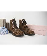 Sophia Webster Ziggy Leopard Suede Crystal Lug Sole Boots Size 37 NIB $695 - $395.51