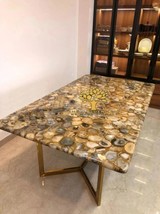 Agate Coffee Table Top Semi Precious Stones Handmade Home Furniture Decor - £1,450.37 GBP