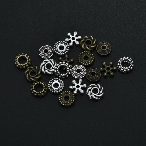 50 Assorted Spacer Beads Metal Antiqued Silver Bronze Jewelry Making Sup... - $6.43