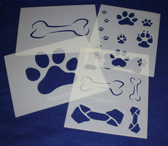4 Pc Set -Mylar 14 Mil Dog Bone Paw Print LG Stencils  Painting/Crafts/S... - $39.75
