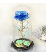 Valentine Day Blue Rose Gift for Her, Artificial Preserved Blue Rose Flo... - £28.36 GBP