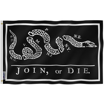 Anley 3x5 Foot Black Join Or Die Flag - Rattlesnake Flags Polyester - £6.13 GBP