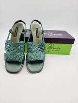 Vintage Sesto Meucci Sandals Woven Leather Italy Women Sz 8 M Torquois  - £29.51 GBP