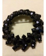 PIN BROOCH BLACK STONES CIRCULAR VINTAGE LARGE PIECE - $293.07 MXN
