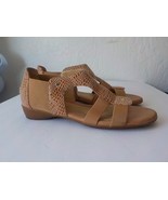 Michelle D Brown Beige Flat Strappy Sandals Comfort Shoes Women size 10M... - £14.19 GBP