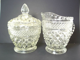 Anchor Hocking WEXFORD glass creamer and covered sugar set - £8.19 GBP