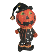 Unique chalkware plaster Halloween jack o lantern pumpkin jester figurine - $19.99