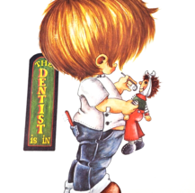 1970s Little Boy Wall Art Print Child Dentist Brush Doll Teeth 11x 14in ... - $6.95 CAD
