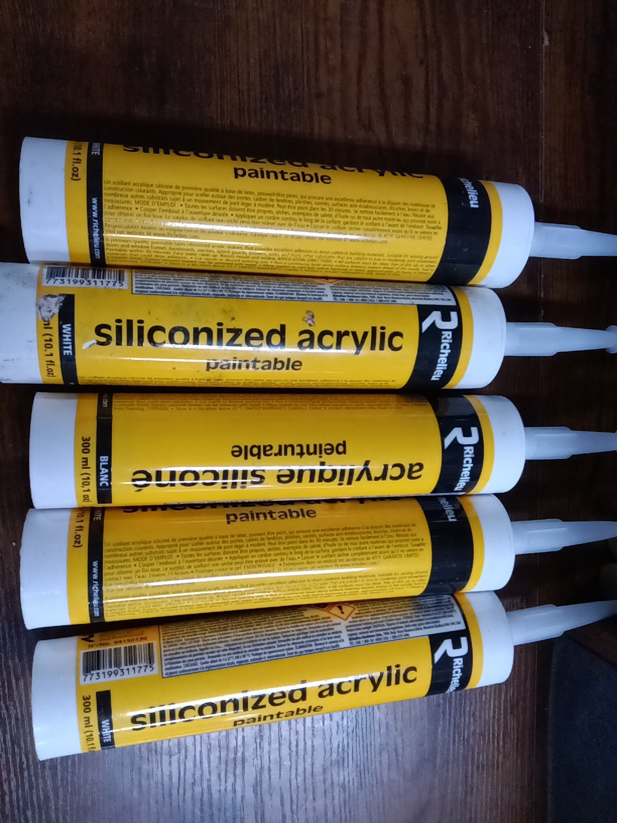 5 Pk Richelieu Acrylic Silicone Cartridges White Paintable 10.1oz Genuin... - $23.99