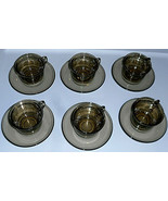 Arcoroc Tea, Coffee Cups &amp; Saucers Arcoroc France Smokey Gray  1 Lot of 6. - £44.61 GBP