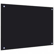 vidaXL Tempered Glass Kitchen Backsplash Black 24x48 inches Durable Heat - $127.99