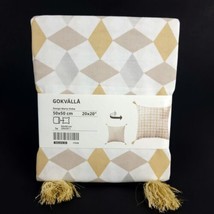 Ikea Gokvalla 20x20" Cushion Pillow Cover Golden Silver & Beige Print 2 Side New - $14.36